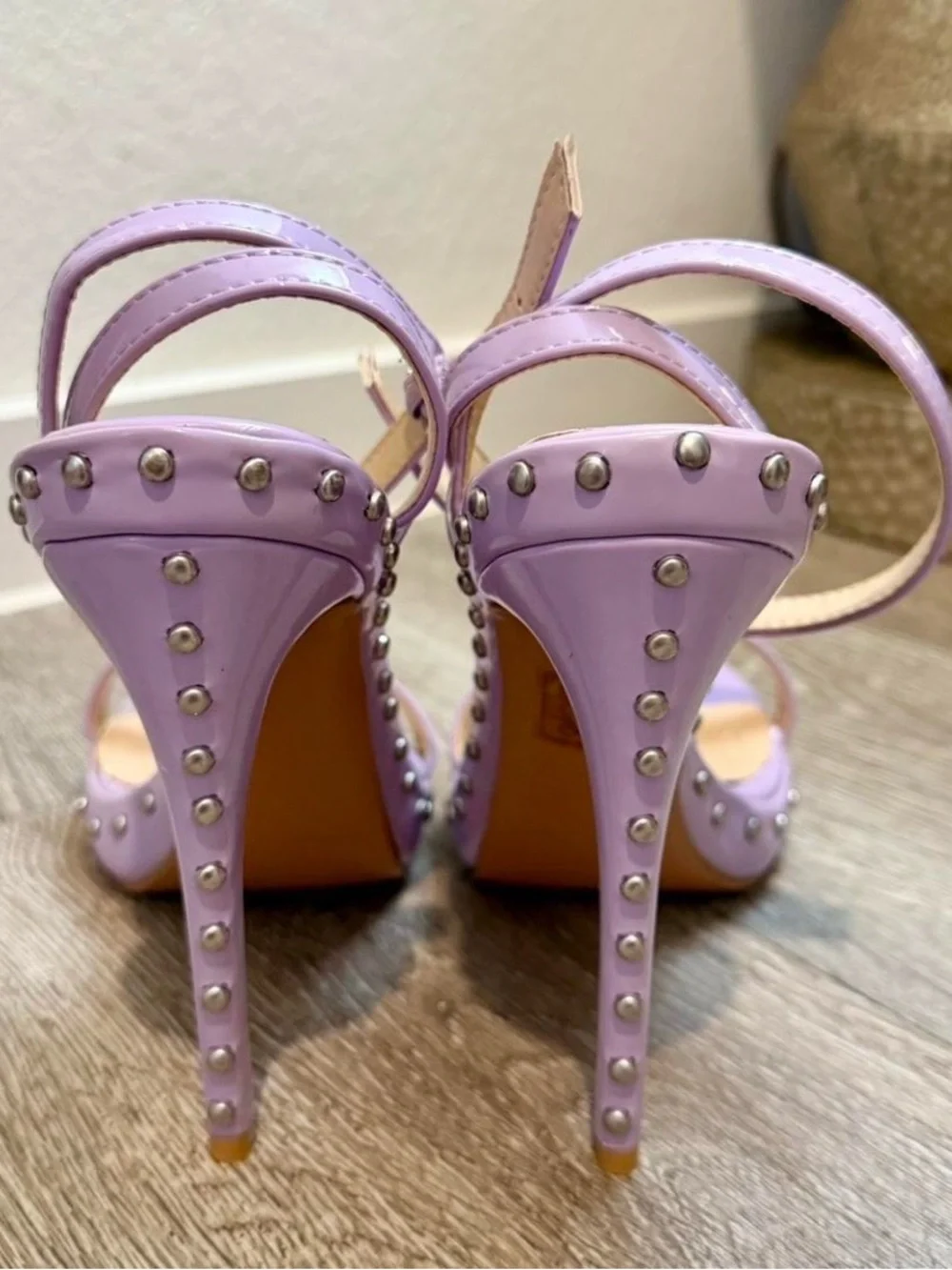 PrettyLittleThing Lilac Studded High Heel Sandals